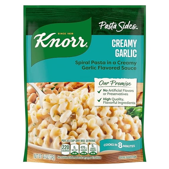 (2 pack) Knorr Pasta Sides Creamy Garlic For Delicious Quick Pasta Side Dishes No Artificial Flavors, No Preservatives 4.4 oz