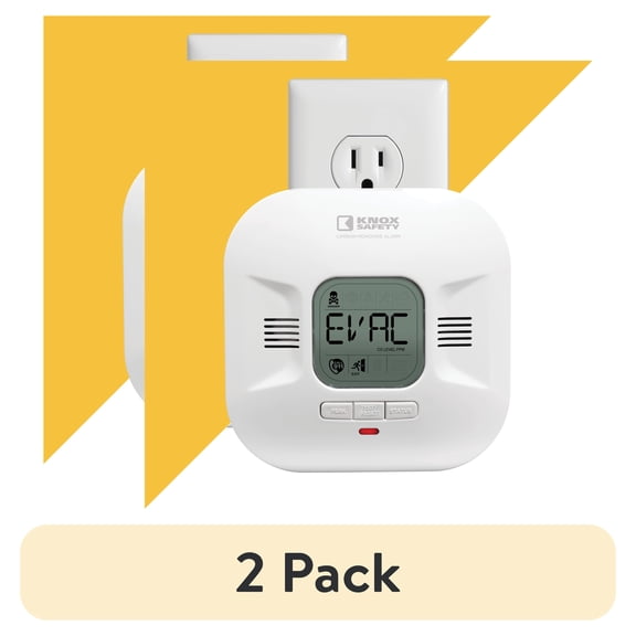 (2 pack) Knox Safety Plugin Carbon Monoxide Detector, Voice Alert & LCD Display, 10-Year Battery Backup