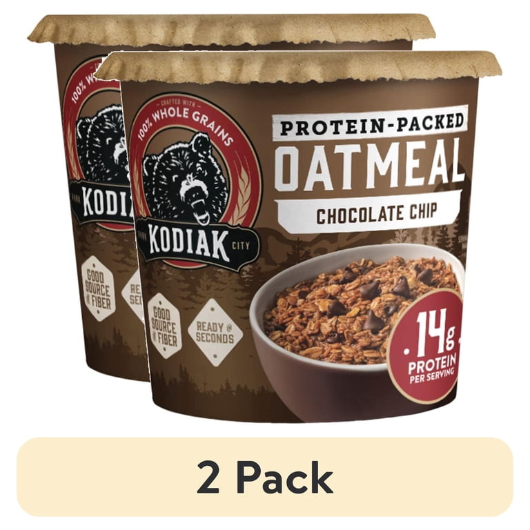 2 pack) Kodiak Protein-Packed Chocolate Chip Instant Oatmeal Power