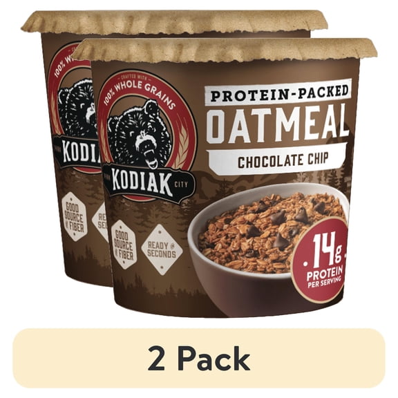 (2 pack) Kodiak Protein-Packed Chocolate Chip Instant Oatmeal Power Cup, 2.12 oz