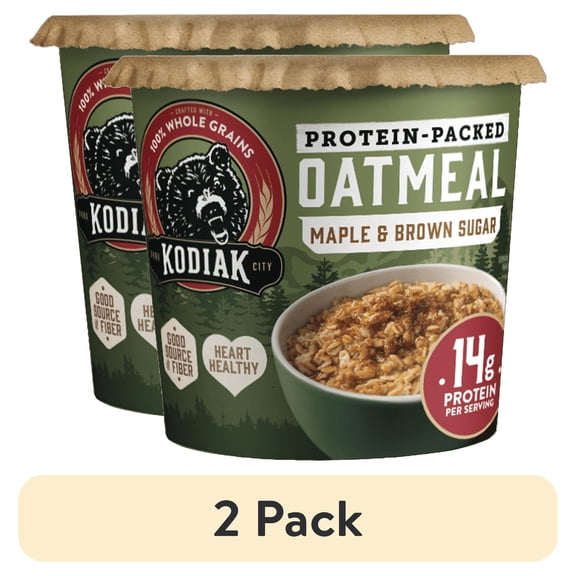 (2 pack) Kodiak Protein-Packed Maple Brown Sugar Instant Oatmeal Power Cup, 2.12 oz