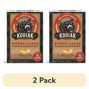 (2 pack) Kodiak Protein-Packed Power Cakes Chocolate Chip Pancake and Waffle Mix, 18 oz Box