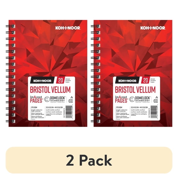 (2 pack) Koh-I-Noor Bristol Pad, 20 Sheets, Vellum, 5.5" x 8.5"