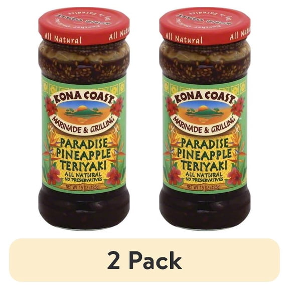 (2 pack) Kona Coast® Paradise Pineapple Teriyaki Marinade & Grilling Sauce, 15 oz Jar