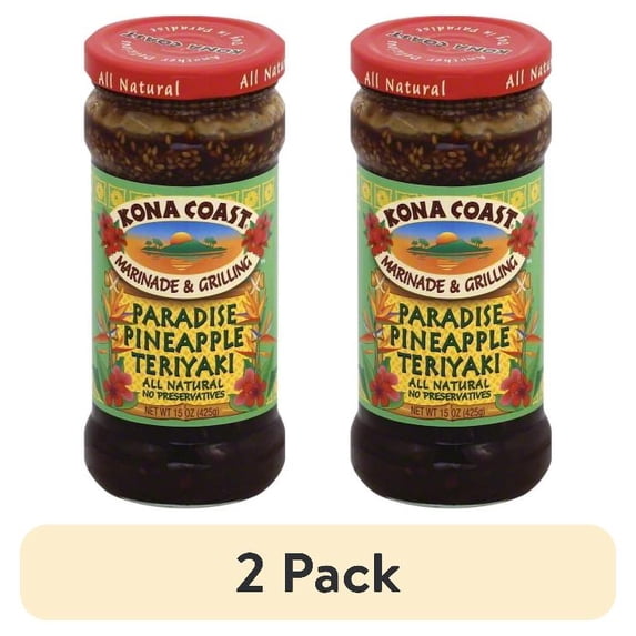 (2 pack) Kona Coast® Paradise Pineapple Teriyaki Marinade & Grilling Sauce, 15 oz Jar