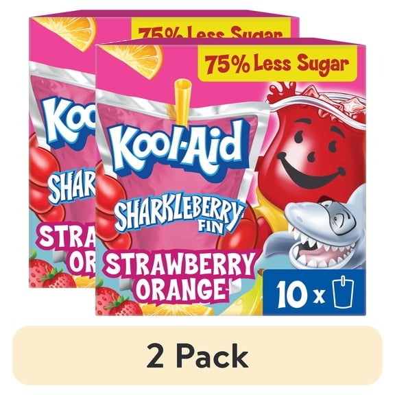 (2 pack) Kool-Aid Jammers Artificially Flavored Drink, 10 Pouches, for School Lunches and On-the-Go Hydration, Sharkleberry Fin Strawberry Orange Punch Flavor, Excellent Source of Vitamin C, 6 fl oz