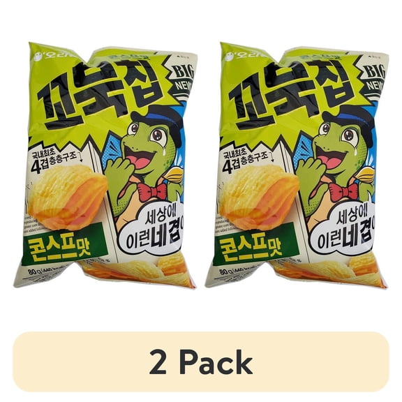 (2 pack) Korean Orion New Four RE32Layers Turtle Chips Corn Soup Flavor 3 Packs