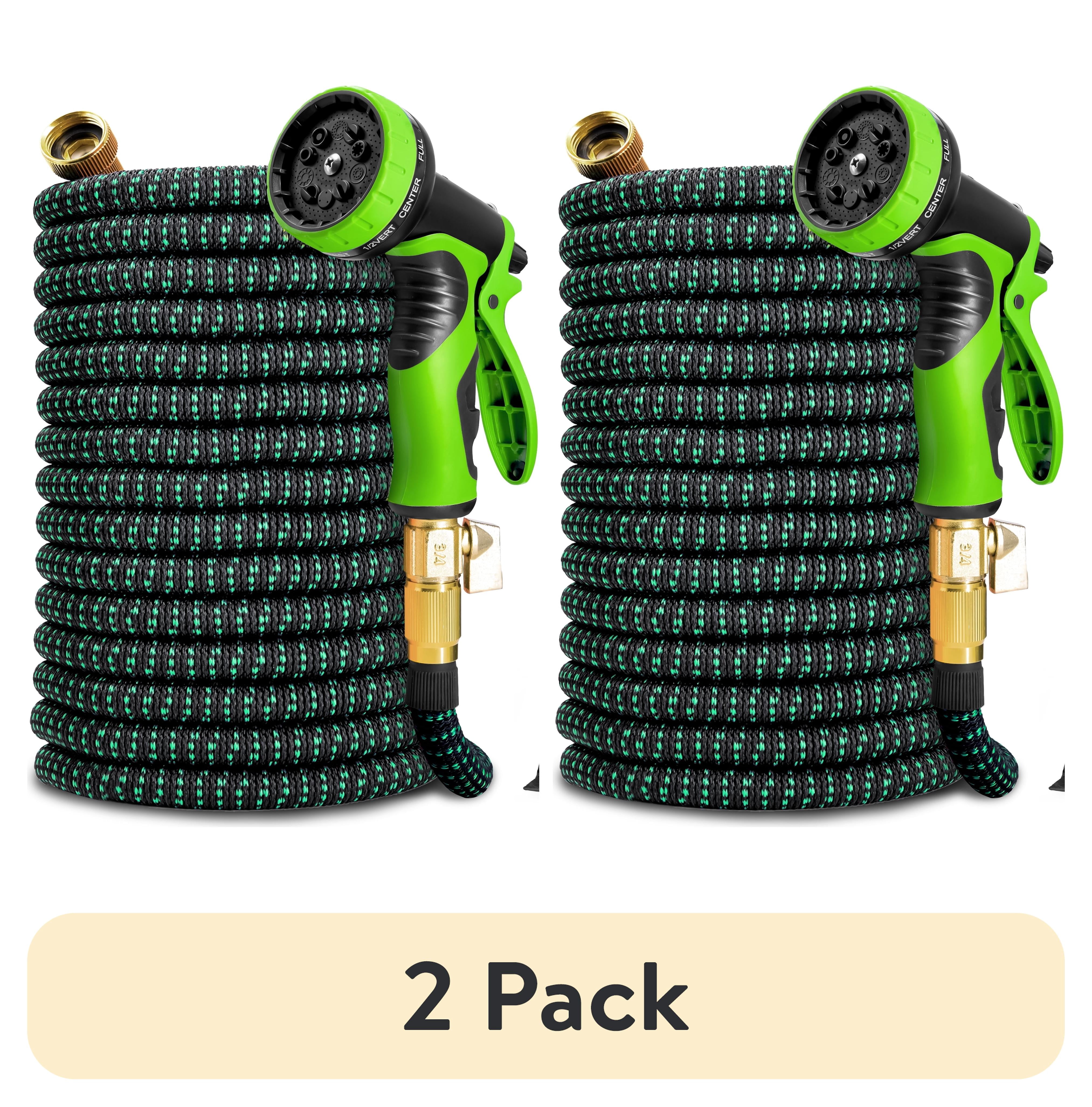 (2 pack) Kotto 150ft Flexible Garden Hose, Water Hose for Outside with 10 Spray Nozzles, Brass Connector, Leak-Proof, Green, father's day gifts