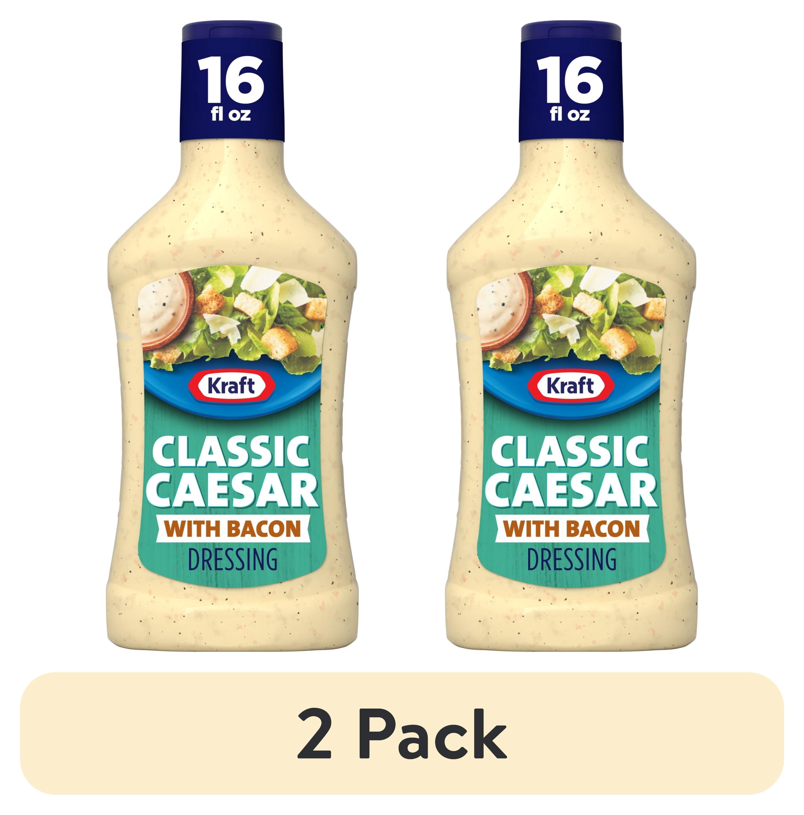 (2 pack) Kraft Caesar with Bacon Dressing, 16 fl oz Bottle