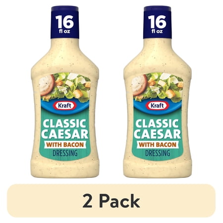 (2 pack) Kraft Caesar with Bacon Dressing, 16 fl oz Bottle