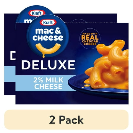 (2 pack) Kraft Deluxe Mac and Cheese, 1 Box, for Easy Dinner or Dinner Sides, Sauce Made with 2% Milk Cheese, No Artificial Dyes or Flavors, 14 oz