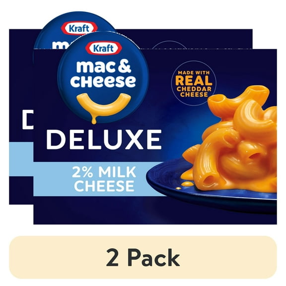 (2 pack) Kraft Deluxe Mac and Cheese, 1 Box, for Easy Dinner or Dinner Sides, Sauce Made with 2% Milk Cheese, No Artificial Dyes or Flavors, 14 oz