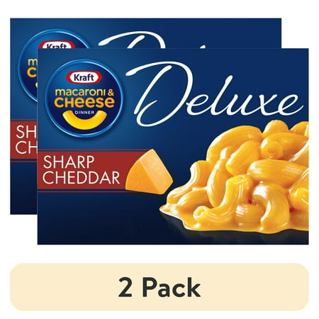 (2 pack) Kraft Deluxe Sharp Cheddar Macaroni & Cheese Dinner, 14 oz Box, Shelf-Stable