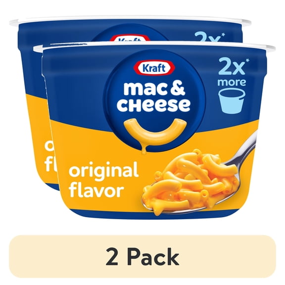 (2 pack) Kraft Mac and Cheese, 1 Big Cup, for Easy Dinner or Dinner Sides, Original Flavor, No Artificial Flavors, Preservatives or Dyes, 4.1 oz