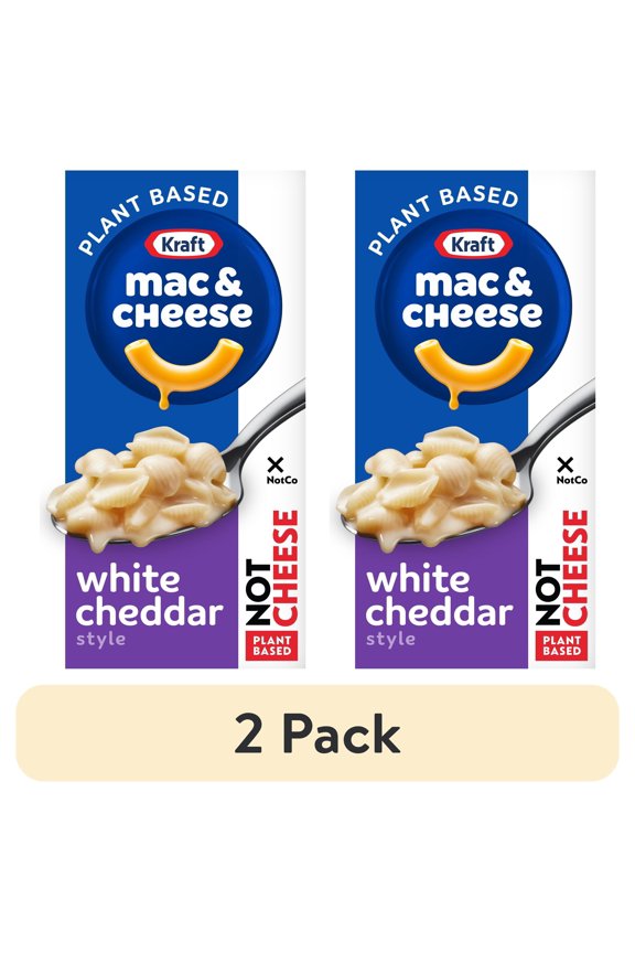 (2 pack) Kraft NotCo Lactose Free Mac and Cheese, Plant Based, 1 Box, White Cheddar Style, No Artificial Dyes, Good Source of Iron (15%), 10g of Protein (8%), 6 oz