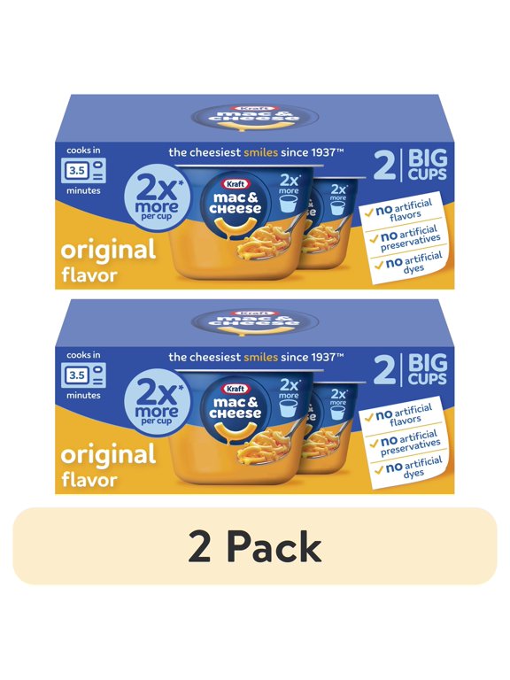 (2 pack) Kraft Mac and Cheese, 2 Big Cups, for Easy Dinner or Dinner Sides, Original Flavor, No Artificial Flavors, Preservatives or Dyes, 4.1 oz