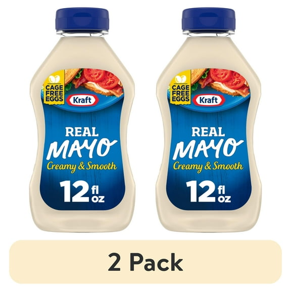 (2 pack) Kraft Real Mayo Creamy & Smooth Mayonnaise, 12 fl oz Bottle