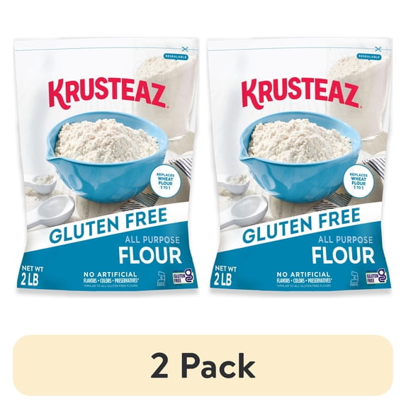 (2 pack) Krusteaz Gluten Free All Purpose Flour, Gluten Free Flour, Resealable Bag, 32 oz