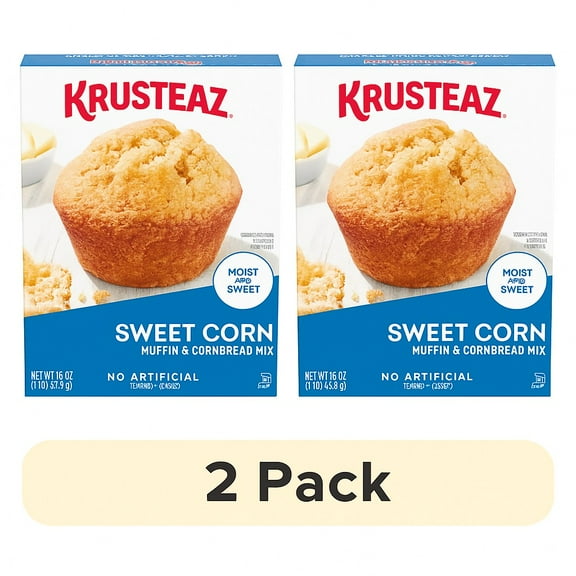 (2 pack) Krusteaz Sweet Corn Muffin and Cornbread Mix, Moist and Sweet Corn Muffins, 16 oz Box