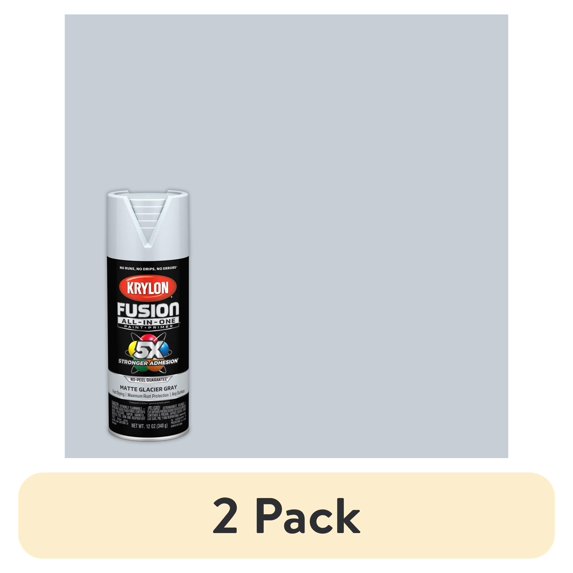 (2 pack) Krylon Fusion All-In-One Spray Paint, Matte, Glacier Gray, 12 oz.