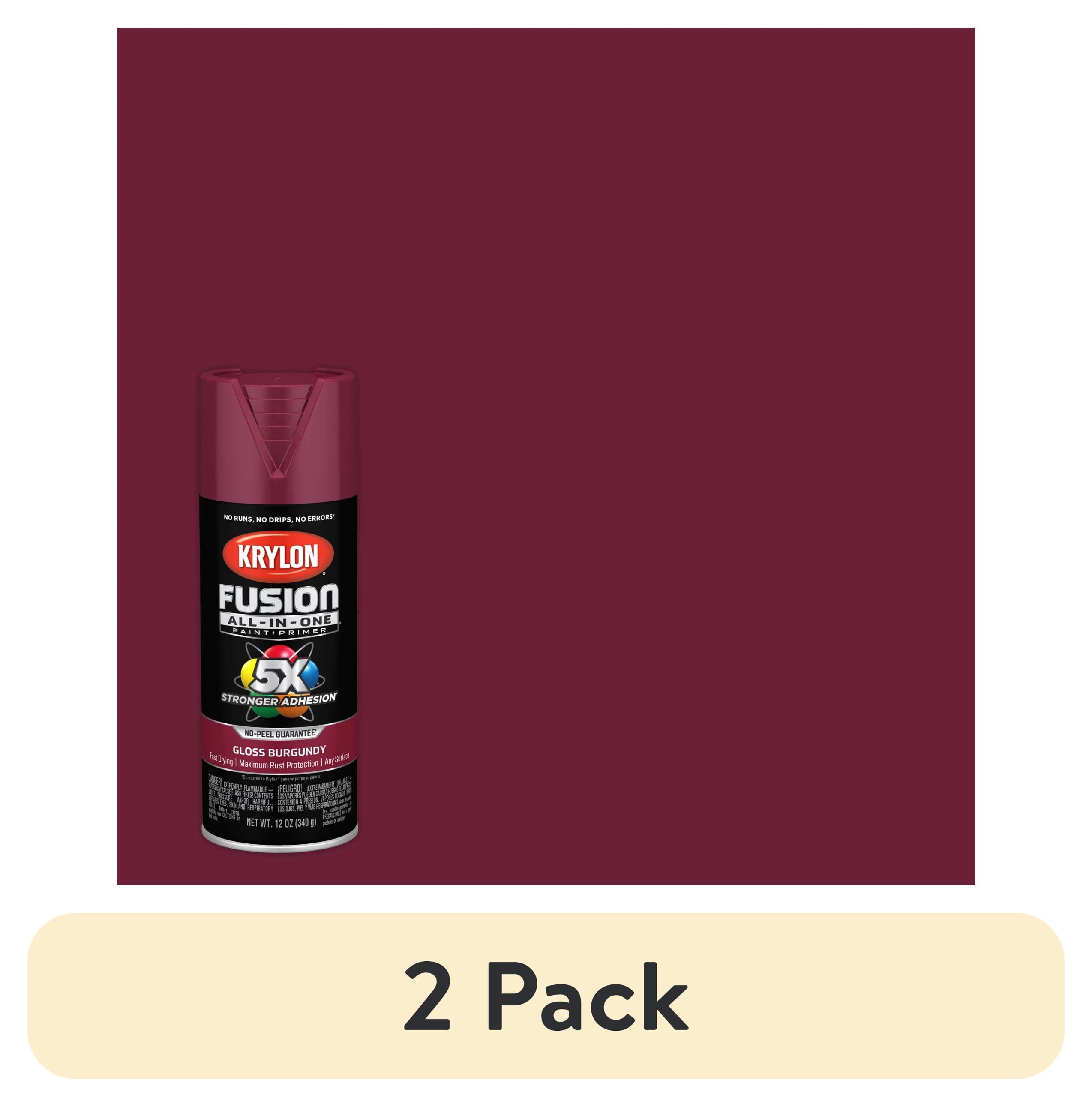 (2 pack) Krylon K02704007 Krylon Fusion All-In-One Burgundy Gloss 12 oz. Spray Paint, Multi-Surface, (1 Piece, 1 Pack)