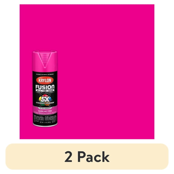 (2 pack) Krylon K02708007 Fusion All-In-One, Gloss, Hot Pink, 12 oz, Spray Paint, Multi-Surface, (1 Piece, 1 Pack)