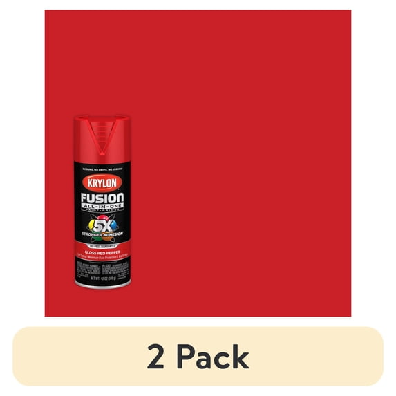 (2 pack) Krylon K02720007 Fusion All-In-One, Gloss, Red Pepper, 12 oz, Spray Paint, Multi-Surface, (1 Piece, 1 Pack)
