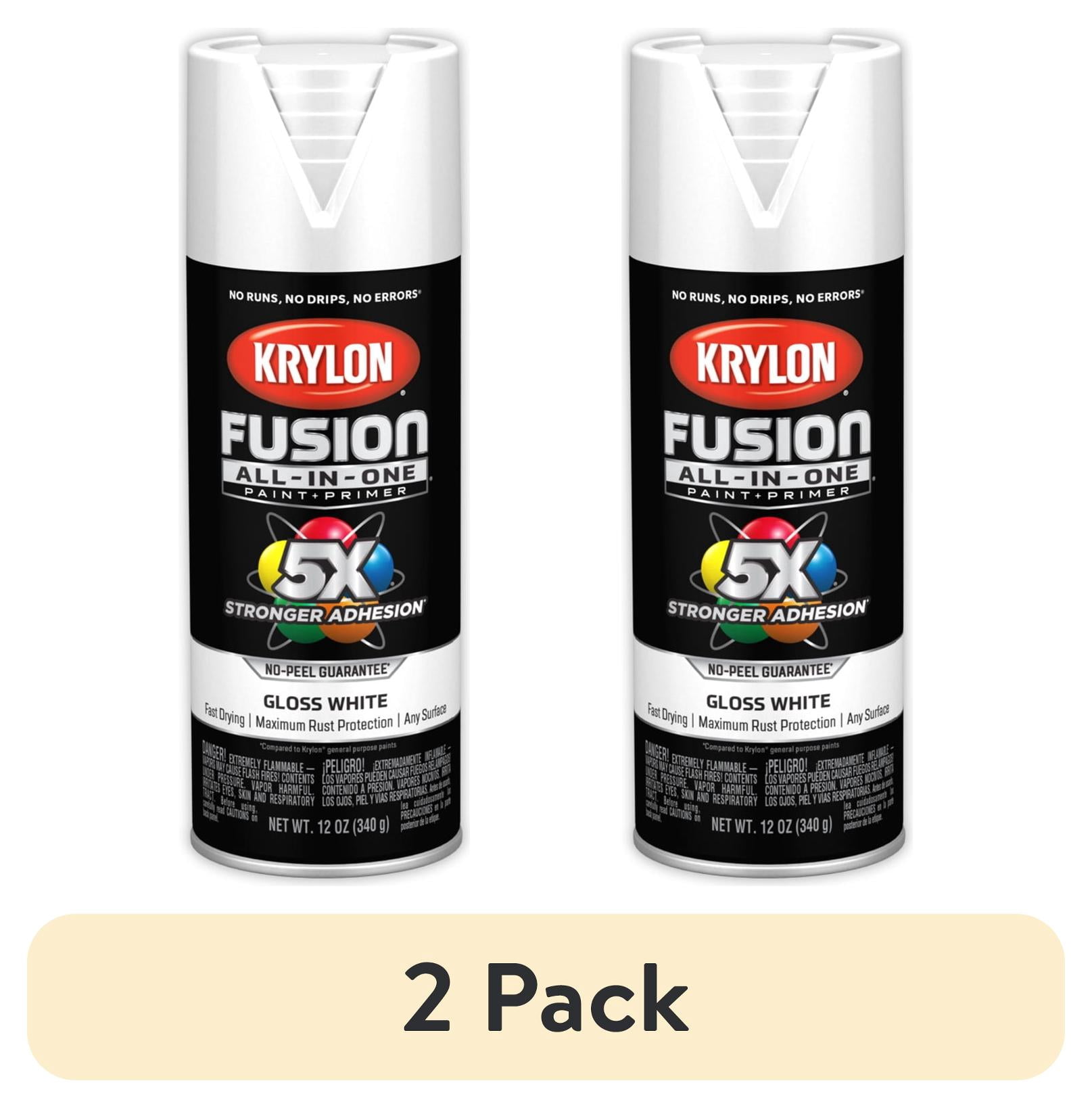 (2 pack) Krylon Fusion All-In-One, Gloss, White, 12 oz