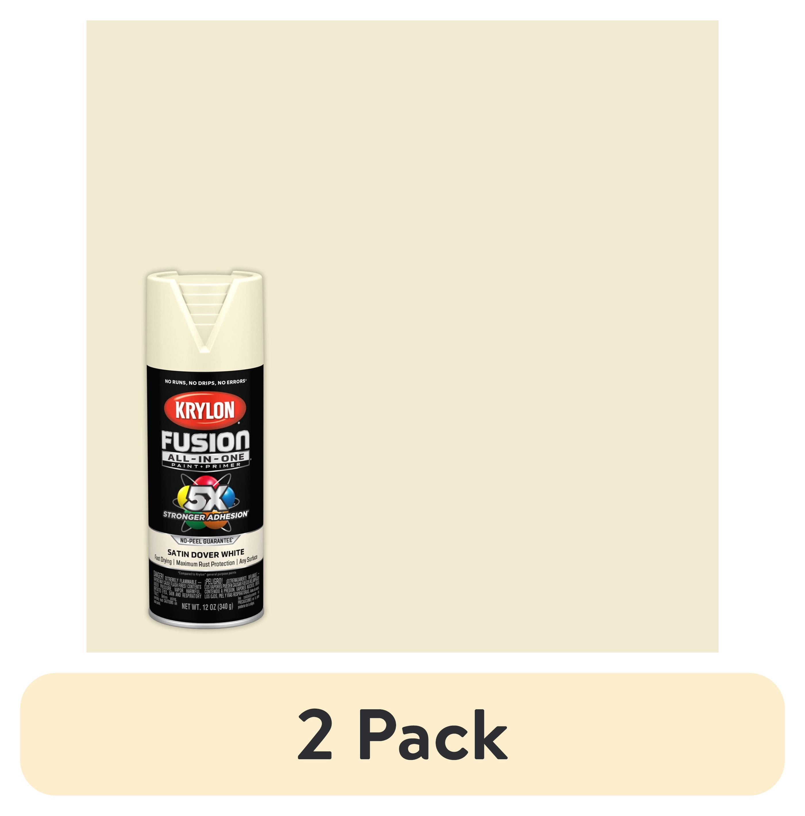 (2 pack) Krylon Fusion All-In-One, Satin, Dover White, 12 oz