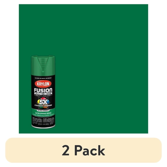 (2 pack) Krylon K02751007 Krylon Fusion All-In-One Spring Grass Satin 12 oz. Spray Paint, Multi-Surface, (1 Piece, 1 Pack)