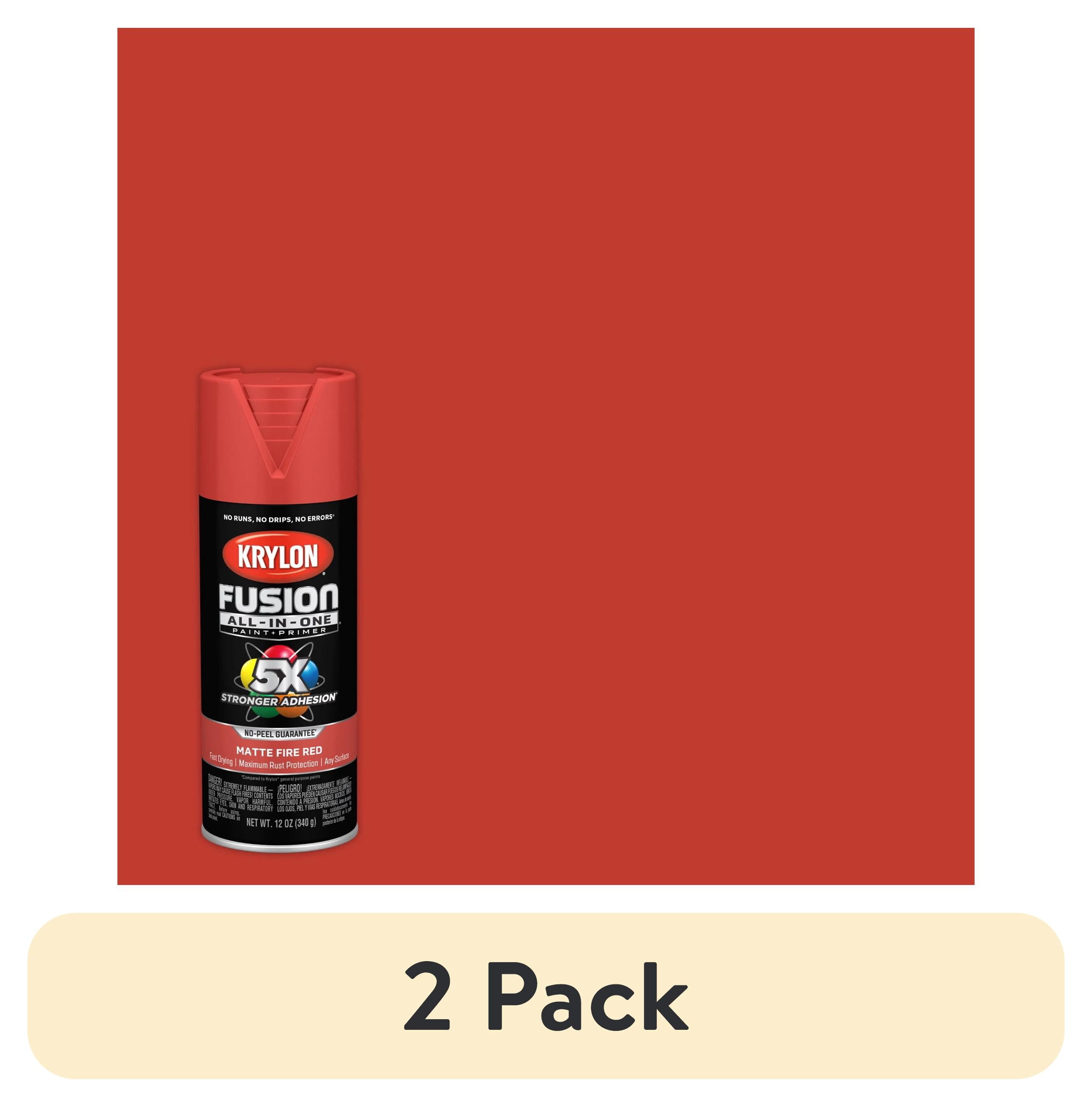 (2 pack) Krylon Fusion All-In-One Spray Paint, Matte, Fire Red, 12 oz.