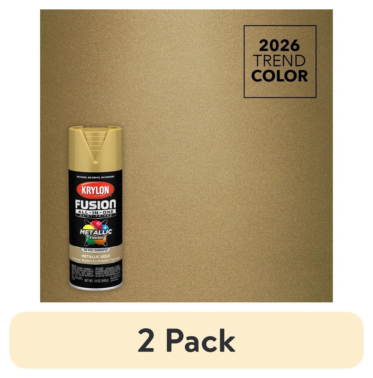 (2 pack) Krylon K02770007 Fusion All-In-One Metallic, Metallic, Gold, 12 oz, Spray Paint, Multi-Surface, (1 Piece, 1 Pack)