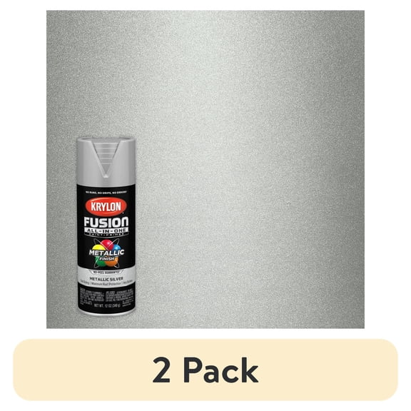 (2 pack) Krylon Fusion All-In-One Metallic, Metallic, Silver, 12 oz
