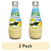 (2 pack) Kuii Drinks Coconut Milk with Nata de Coco, Pineapple, 290 mL Single Glass Bottle