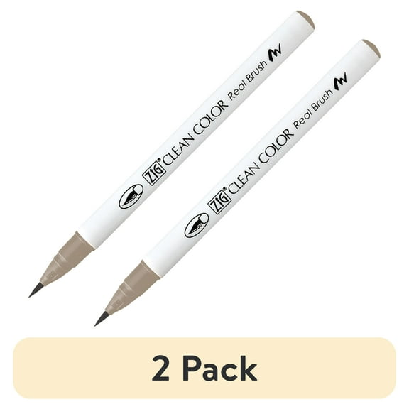 (2 pack) Kuretake Zig Clean Color Real Brush Marker, Platinum Brown