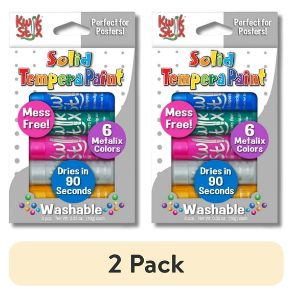 (2 pack) Kwik Stix Metallic Paint Sticks, 6 Count, Washable Metallic Colors, Quick-Drying, Non-Toxic, Mess-Free