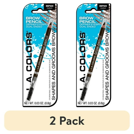 (2 pack) L.A. COLORS Brow Pencil with Spool, Medium, 0.03 fl oz