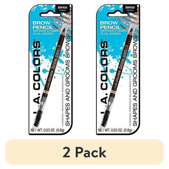 (2 pack) L.A. COLORS Brow Pencil with Spool, Medium, 0.03 fl oz