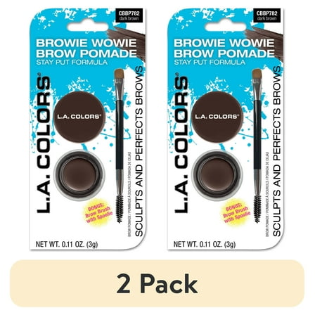 (2 pack) L.A. COLORS Browie Wowie Lasting & Smudge-Proof Creamy Brow Promade, Dark Brown