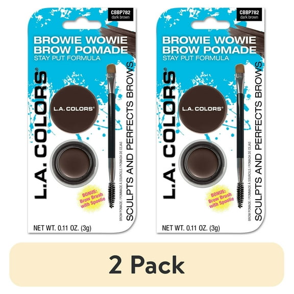 (2 pack) L.A. COLORS Browie Wowie Lasting & Smudge-Proof Creamy Brow Promade, Dark Brown