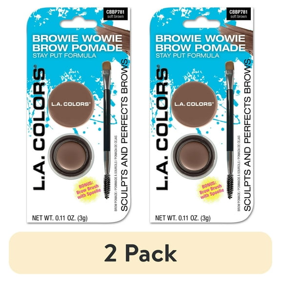 (2 pack) L.A. COLORS Browie Wowie Lasting & Smudge-Proof Creamy Brow Promade, Soft Brown