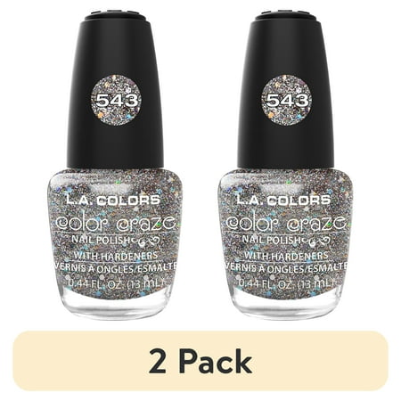 (2 pack) L.A. COLORS Color Craze Nail Polish, Glitter Bomb, 0.44 fl oz