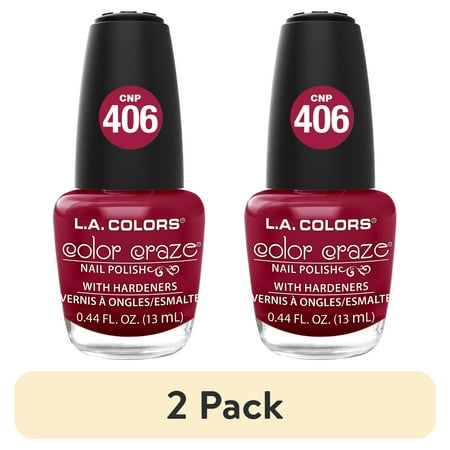 (2 pack) L.A. COLORS Color Craze Nail Polish, Hot Blooded, 0.44 fl oz
