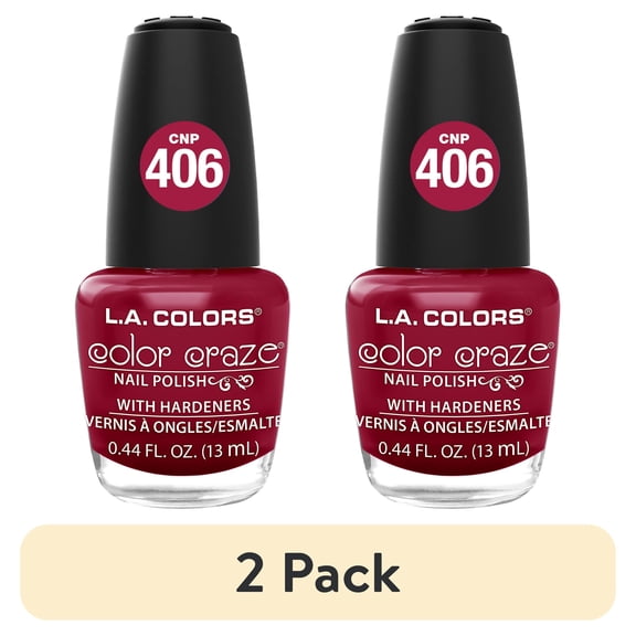 (2 pack) L.A. COLORS Color Craze Nail Polish, Hot Blooded, 0.44 fl oz