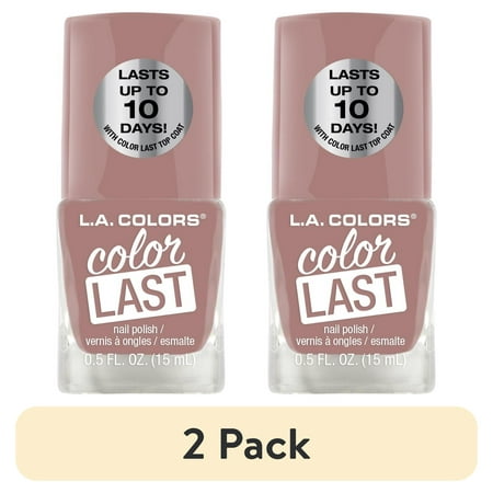 (2 pack) L.A. COLORS Color Last Nail Polish, Nude, 0.5 fl oz