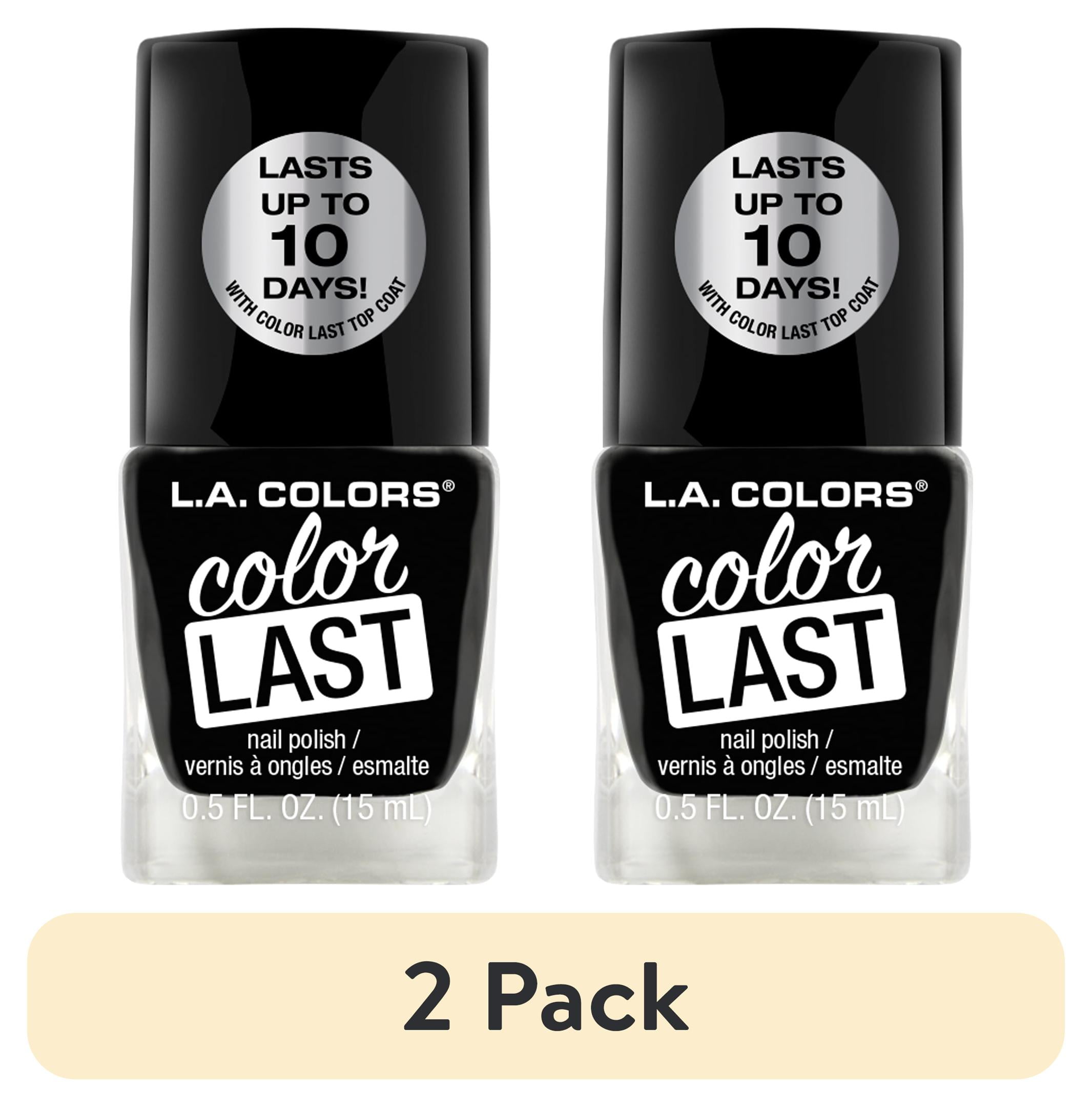 (2 pack) L.A. COLORS Color Last Nail Polish, Onyx, 0.5 fl oz