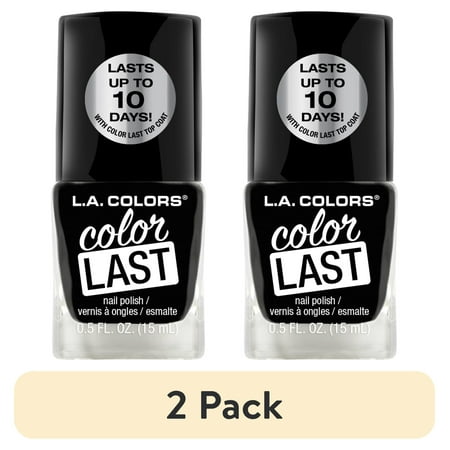 (2 pack) L.A. COLORS Color Last Nail Polish, Onyx, 0.5 fl oz