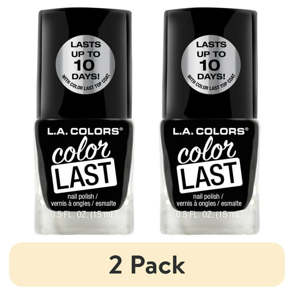 (2 pack) L.A. COLORS Color Last Nail Polish, Onyx, 0.5 fl oz
