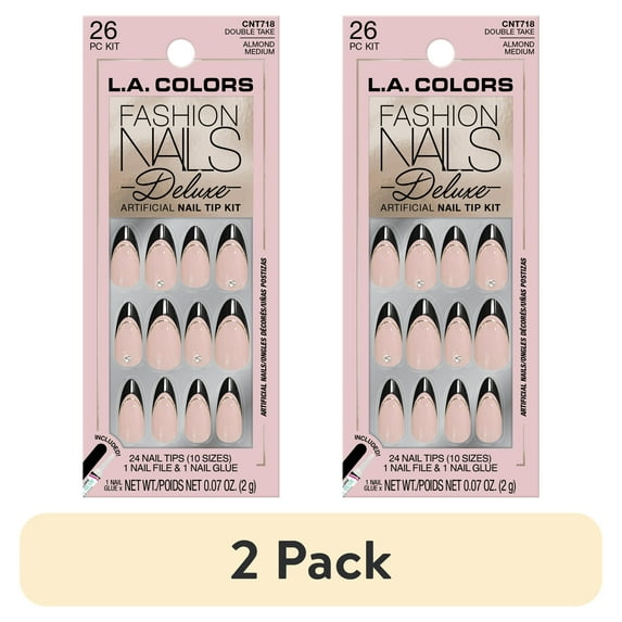 (2 pack) L.A. COLORS Deluxe Nail Tip, Double Take, 26 Piece