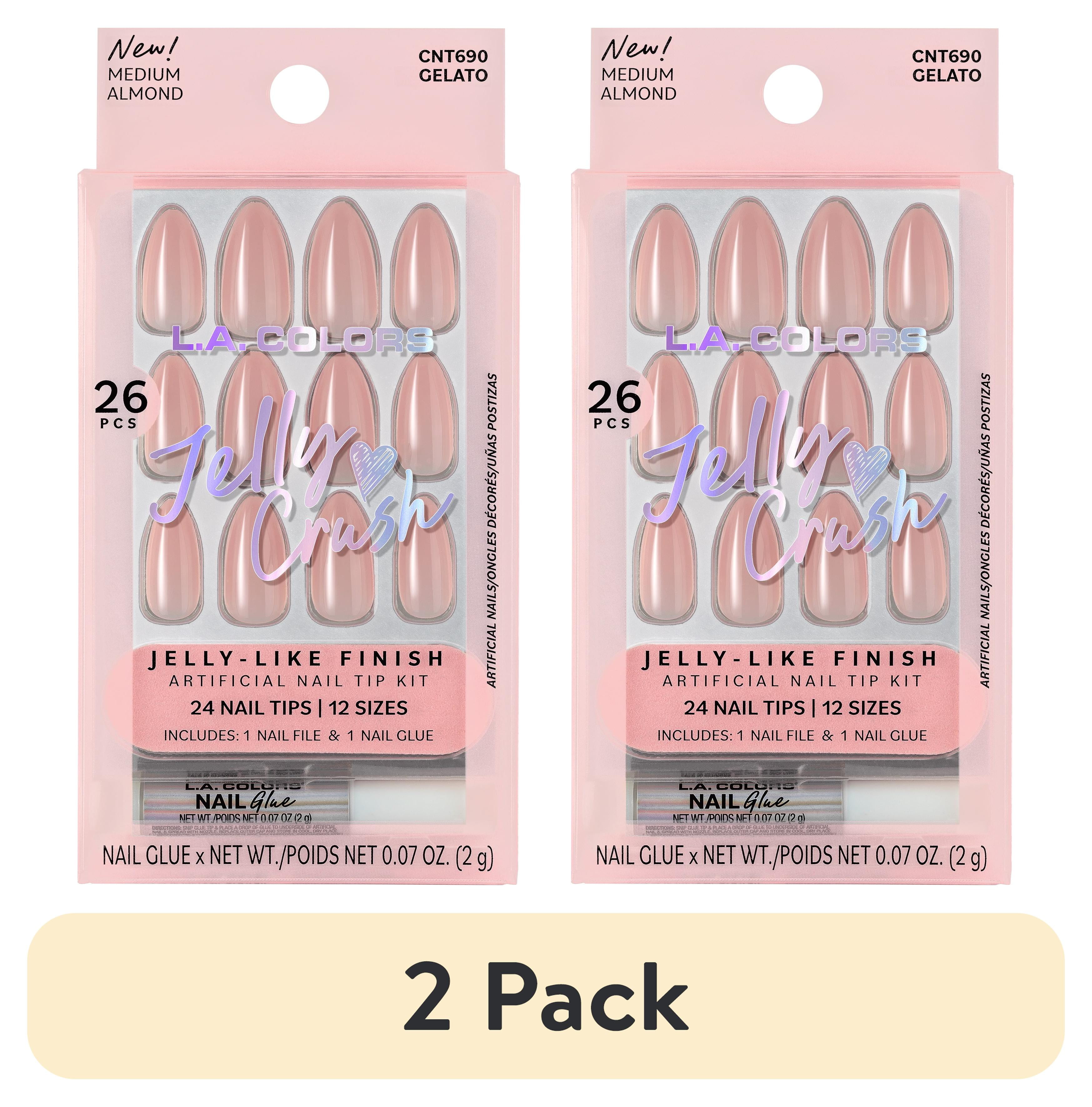 (2 pack) L.A. COLORS Jelly Crush Nail Tip, Gelato, 26 Piece